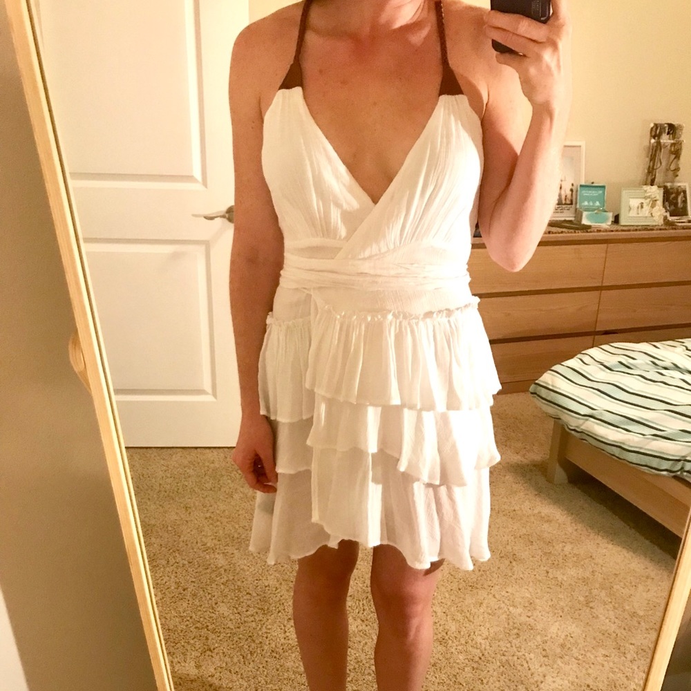 White Ruffle Wrap Dress - Picture 6 of 7